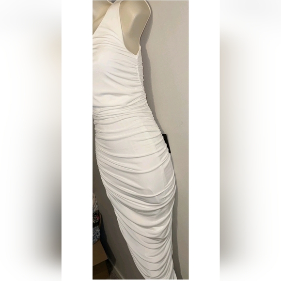 LulusTotal Appeal White Ruched One-Shoulder Bodycon Midi Dress - Picture 10 of 16